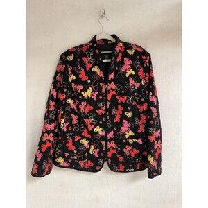 Requirement Quilted Blazer Womens XL Butterfly,  Embroidered Artsy Lady Jacket